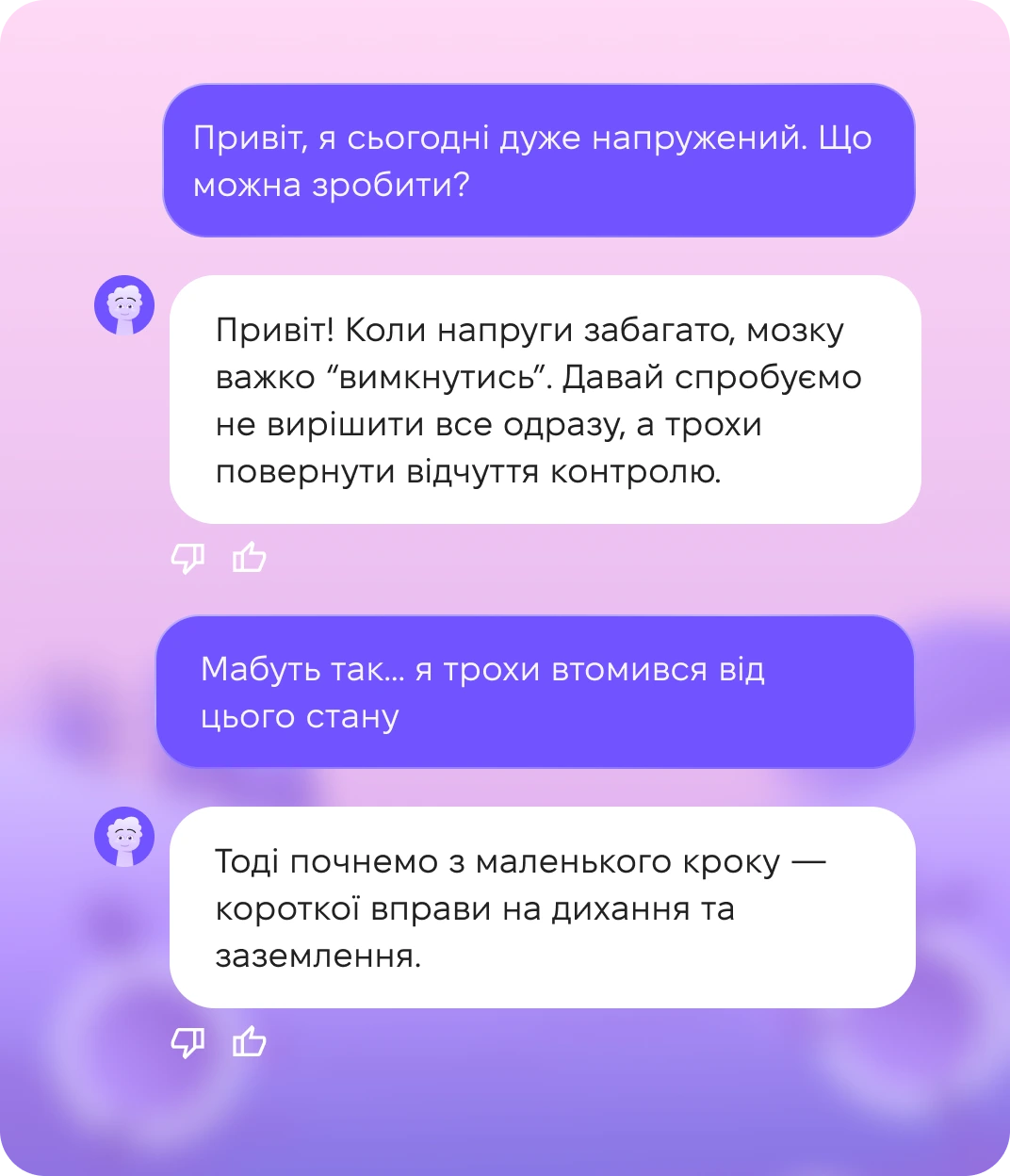 Знімок екрана переписки з AI-помічником Майло