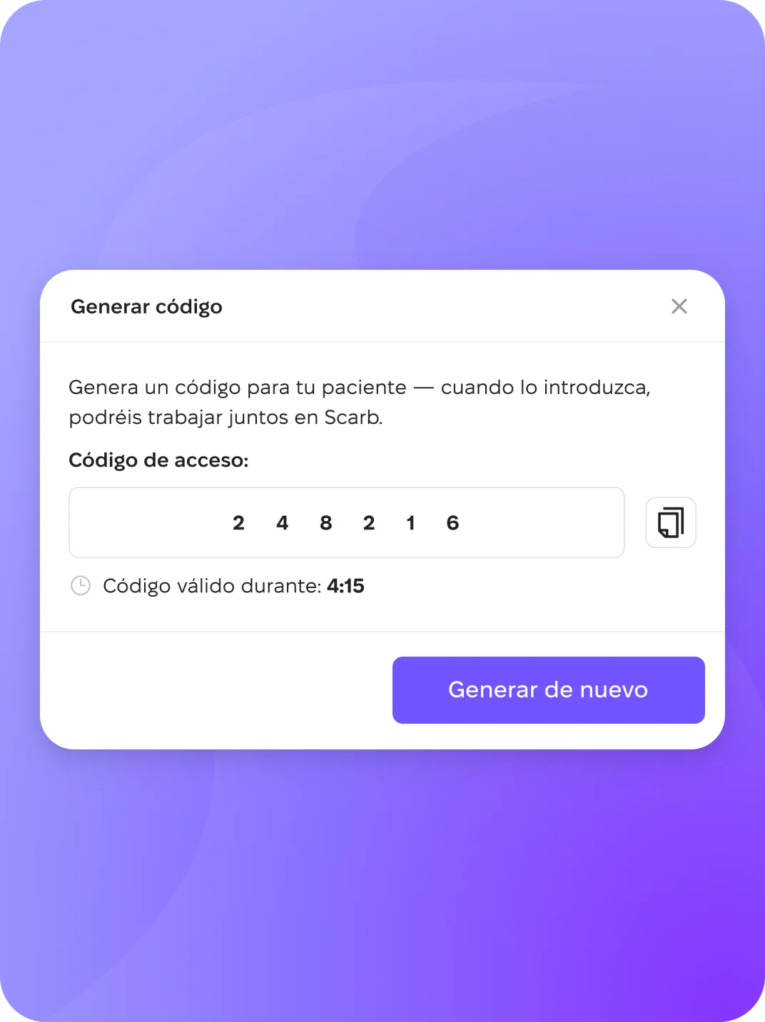 El psicólogo genera un código de conexión.