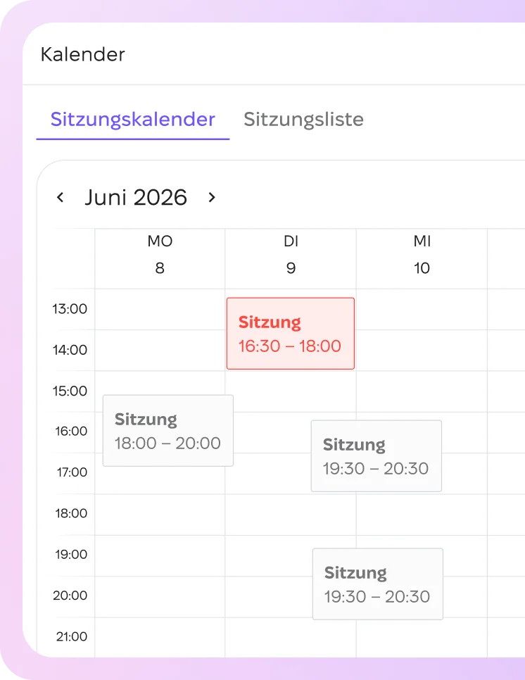 Sitzungskalender in Scarb Space
